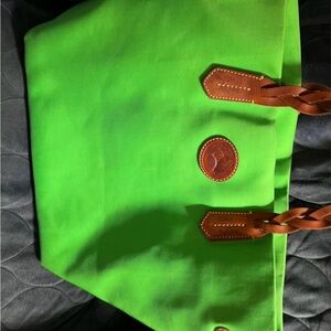 Dooney & Bourke Bright Green Tote with Brown Leather Accents